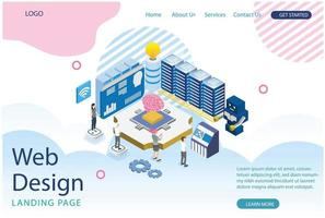 Website template design. Modern Isometric concept of Cloud Technology Illustration, Web Banners, Suitable for Diagrams, Infographics, Book Illustration, Game Asset, And Other Graphic Related Assets