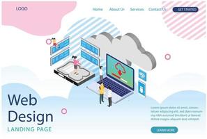Website template design. Modern Isometric concept of Cloud Technology Illustration, Web Banners, Suitable for Diagrams, Infographics, Book Illustration, Game Asset, And Other Graphic Related Assets