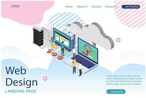 diseño de plantilla de sitio web. concepto isométrico moderno de ilustración de tecnología en la nube, banners web, adecuado para diagramas, infografías, ilustración de libros, activos de juegos y otros activos relacionados con gráficos vector