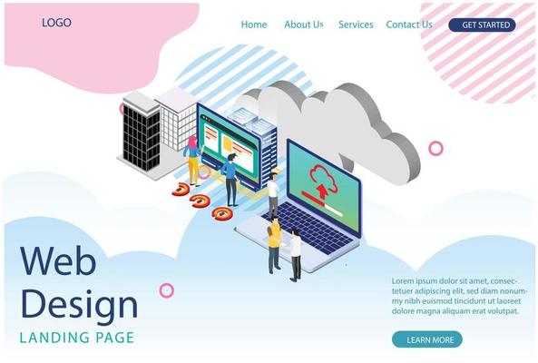Website template design. Modern Isometric concept of Cloud Technology Illustration, Web Banners, Suitable for Diagrams, Infographics, Book Illustration, Game Asset, And Other Graphic Related Assets