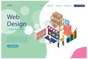 Website template design. Modern Isometric Product Inventory Illustration, Web Banners, Suitable for Diagrams, Infographics, Book Illustration, Game Asset, And Other Graphic Related Assets vector