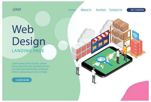 Website template design. Modern Isometric Product Inventory Illustration, Web Banners, Suitable for Diagrams, Infographics, Book Illustration, Game Asset, And Other Graphic Related Assets