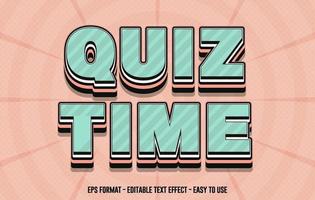 Quiz Time Editable text effect, Comic text effect, 3d text style template Free vector
