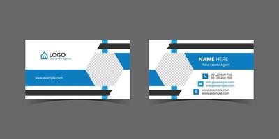 Modern Creative and Clean Double-sided Business Card Template. Blue, Black, and White Colors combination. Flat Design template. Stationery Design vector