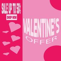 encabezado o banner de venta de celebración de feliz día de san valentín con una oferta de descuento. promoción y plantilla de compras o fondo para el amor y el concepto de día de san valentín ilustración vectorial vector