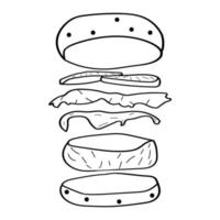 Burger icon in flat style. Hamburger icon on white isolated background. Cheeseburger business concept. vector