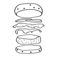 Burger icon in flat style. Hamburger icon on white isolated background. Cheeseburger business concept. vector