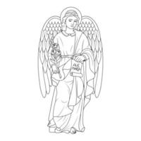 Saint Gabriel Archangel Vector Illustration Outline Monochrome