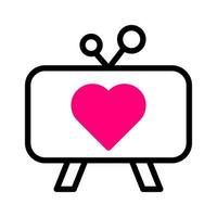 tv icono duotono negro rosa estilo san valentín ilustración vector elemento y símbolo perfecto.