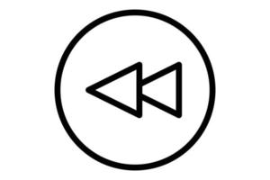 Rewind icon illustration. icon related to music player. Line icon style. Simple vector design editable