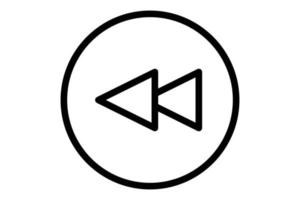 Rewind icon illustration. icon related to music player. Line icon style. Simple vector design editable