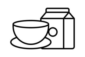 Breakfast icon illustration. Milk icon, bowl. Line icon style. Simple vector design editable