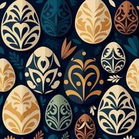 ood themed collection of easter eggs as pattern background vector