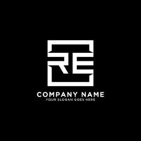 RE initial logo inspirations, square logo template, clean and clever logo vector