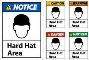 Hard Hat Protection Required Area Sign On White Background vector