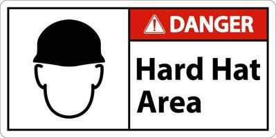 Danger Hard Hat Protection Required Area Sign On White Background vector