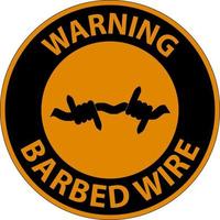 Warning Sign Barbed Wire On White Background vector