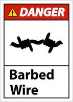 Danger Sign Barbed Wire On White Background