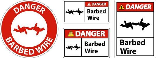 Danger Sign Barbed Wire On White Background vector