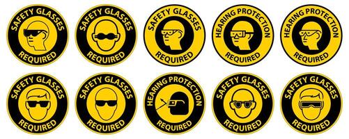 Label Floor Sign, Safety Glasses Required vector