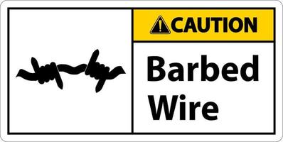 Caution Sign Barbed Wire On White Background vector