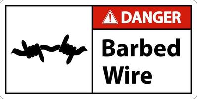 Danger Sign Barbed Wire On White Background vector