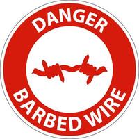 Danger Sign Barbed Wire On White Background vector