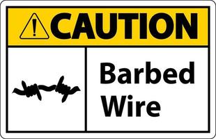 Caution Sign Barbed Wire On White Background