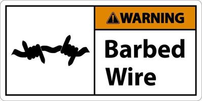 Warning Sign Barbed Wire On White Background vector