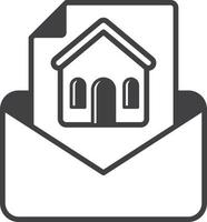 house and envelope illustration in minimal style vector