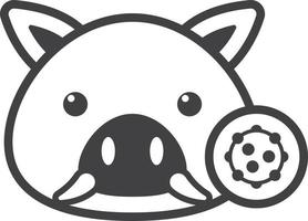 Pig and virus illustration in minimal style vector