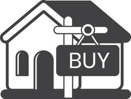 house with buy sign illustration in minimal style vector