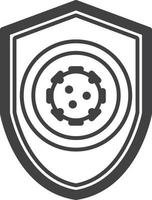 shield and virus illustration in minimal style vector