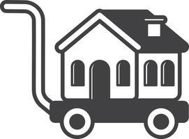 house with warehouse cart illustration in minimal style vector