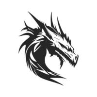 haga una declaración audaz con nuestro llamativo logotipo de cabeza de dragón elegante en blanco y negro. vector