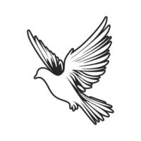 Minimalistic black and white dove logo. Perfect for a fashion brand or high end product. vector