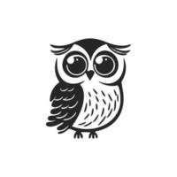 Positive black and white owl logo. vector