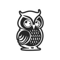 Cute black on white background owl logo. vector