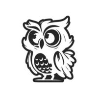 Positive and cute black on white background owl logo. vector