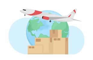 Shipping parcels and freight by plane flat concept vector illustration. Editable 2D cartoon scene on white for web design. Freight transportation creative idea for website, mobile, presentation