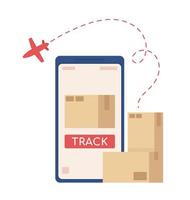 Parcel tracking application flat concept vector illustration. Editable 2D cartoon scene on white for web design. Delivery creative idea for website, mobile, presentation