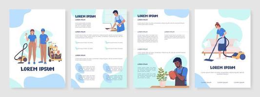 Professional cleaning services flat vector brochure template. Booklet, leaflet printable color designs. Editable magazine page, reports kit with text space