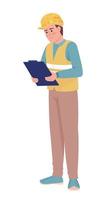 Warehouse manager with tablet semi flat color vector character. Operations control. Editable figure. Full body person on white. Simple cartoon style illustration for web graphic design and animation