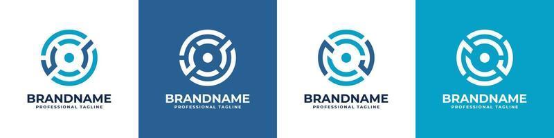 Letter JR or RJ Global Technology Monogram Logo, suitable for any business with JR or RJ initials. vector