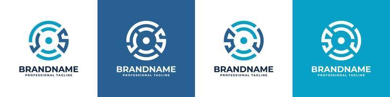 Letter JS or SJ Global Technology Monogram Logo, suitable for any business with JS or SJ initials. vector