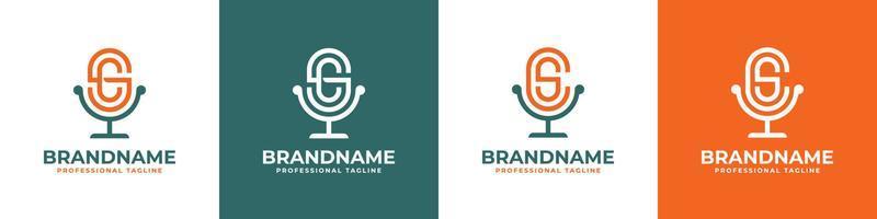 Letter CS or SC Podcast Logo, suitable for any business related to microphone with CS or SC initials. vector