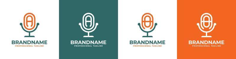 logotipo de podcast de letra ao o oa, adecuado para cualquier negocio relacionado con el micrófono con las iniciales ao o oa. vector