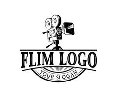 Vintage film production camera roll logo vector
