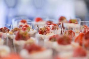 tasty vegan sweets arranged on the table for wedding reception photo