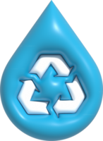 blaues Wassertropfen-Symbol, Händewaschen für Covid-Pandemie. Weltwassertag und Wasser sparen 3D-Darstellung png